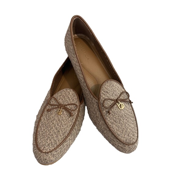 Nautica Shoes‎ Womans Size 8.5 Loafers  Brown Herringbone Tweed Kelline - Picture 1 of 7
